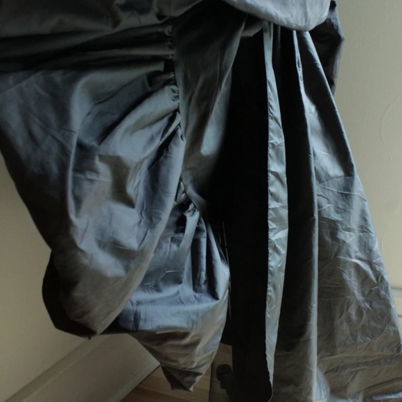 1980's Slate What's Up By Carol Grey Taffeta Puff Sleeve Bustle Evening Gown - Picture 7 of 7